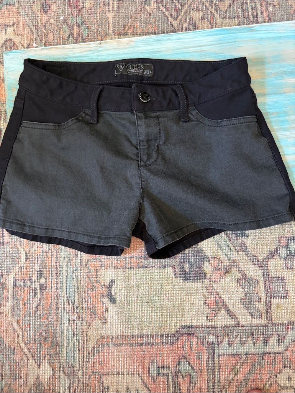 GUESS Women's Two-Tone Charcoal & Black Jean Shorts